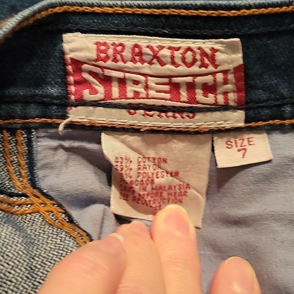 Vtg BRAXTON 1980s Junior High Rise Stretch Blue Denim Ankle Jeans Size 0 - 2 - Picture 8 of 11